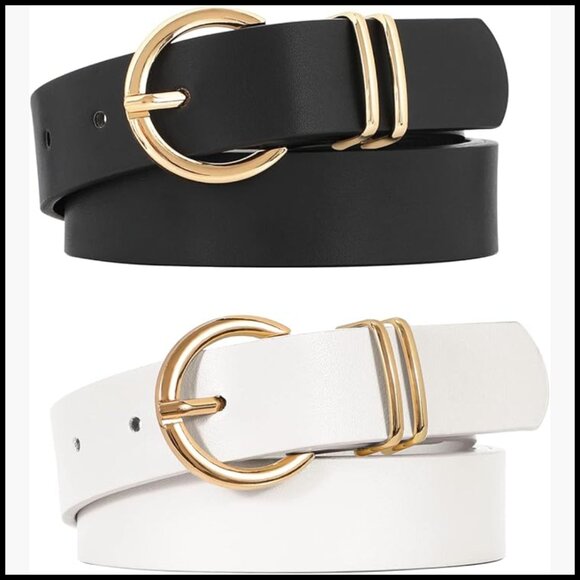 Faux Leather Belt with Gold Buckle for Jeans Dresses main image 6